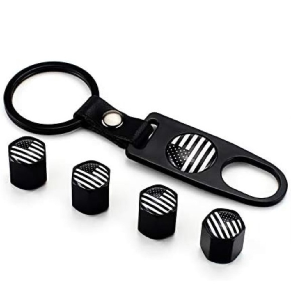 Flag Valve stem caps bundle with key ring
